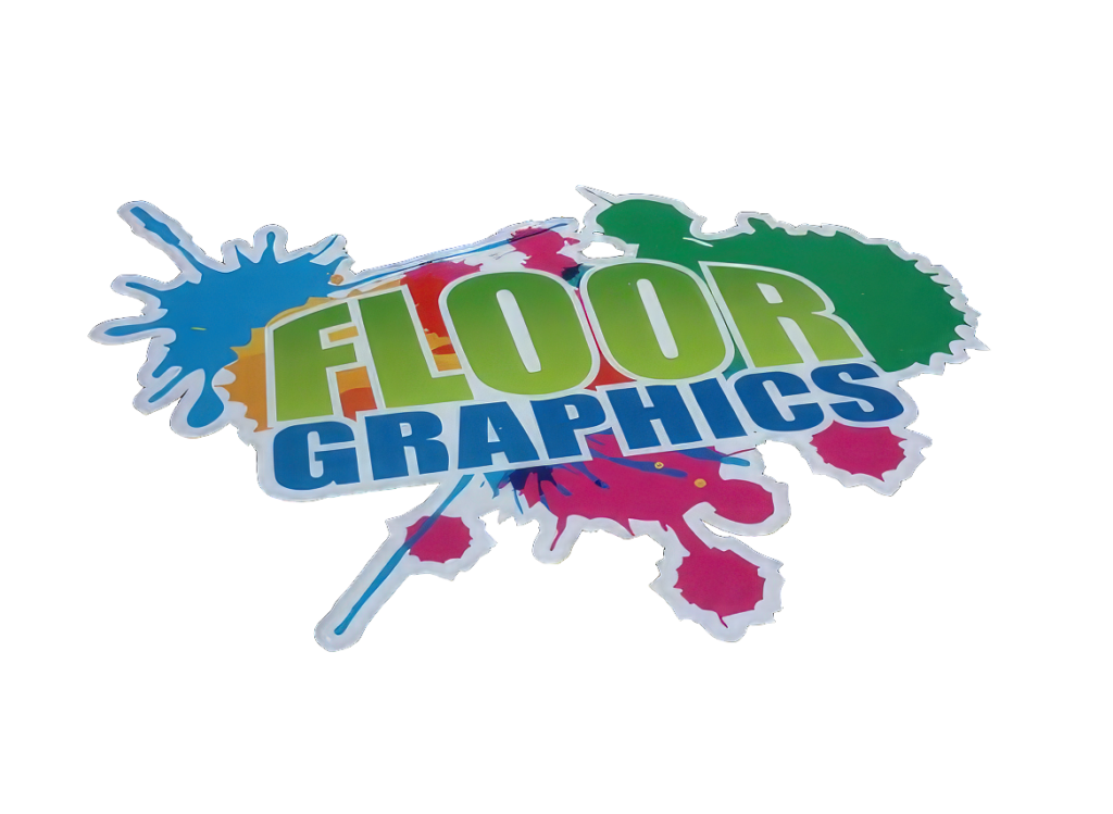 floor graphics sample for advertising and marketing bright colored logo