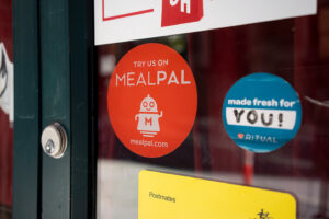 Portland, OR, USA - Apr 18, 2021: The MealPal sticker is seen at