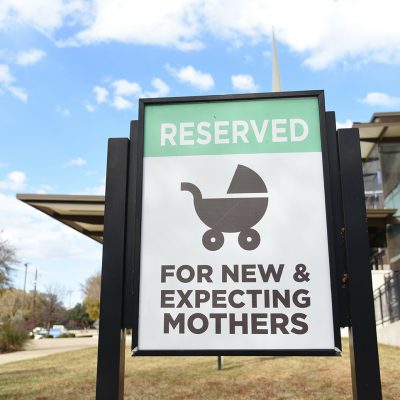 "For new or expecting mother" sign in front of a building
